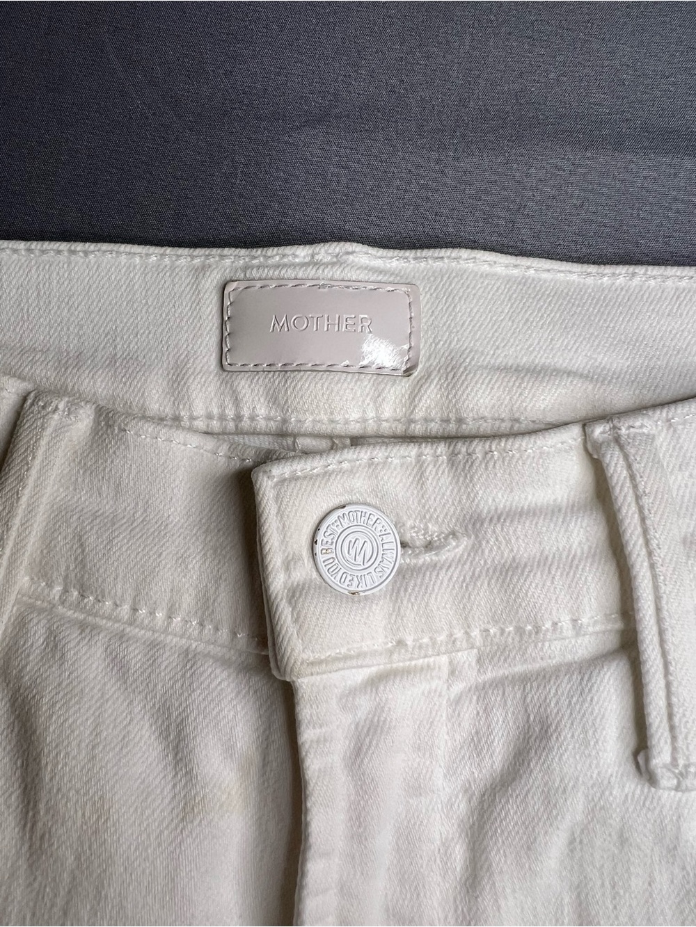 MOTHER The Insider Crop Step Fray White Jeans Size 26 Raw Hem Designer Denim